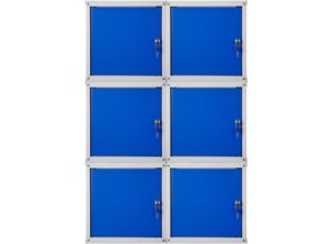 4255713421833 - Mega Deal 6x Casier métallique verouillable cubic HxLxP 35x35x35cm Gris Bleu Armoire à casier cube consigne polyvalente vestiaire placard en métal