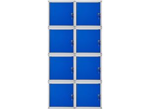 4255713421840 - Mega Deal 8x Casier métallique verouillable cubic HxLxP 35x35x35cm Gris Bleu Armoire à casier cube consigne polyvalente vestiaire placard en métal