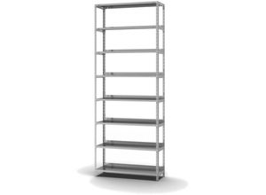 4255713429778 - Proregal-qualitätsregale Made In Germany - Aktenregal Schraubsystem Grundregal HxBxT 255x100x30cm 8 Ebenen Fachlast 60kg mit Deckboden Einseitig