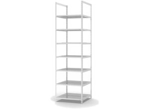 4255713429860 - Aktenregal Schraubsystem Grundregal HxBxT 255x75x60cm 7 Ebenen Fachlast 90kg ohne Deckboden Beidseitig nutzbar Lichtgrau - Hellgrau