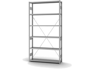 4255713434567 - Proregal-qualitätsregale Made In Germany - Fachbodenregal Stecksystem T-Profil Grundregal HxBxT 250x130x30cm 6 Ebenen Fachlast 200 kg Einseitig