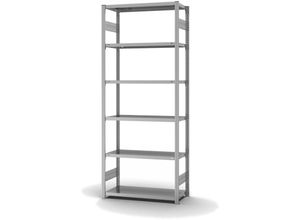 4255713436028 - Proregal-qualitätsregale Made In Germany - Fachbodenregal Stecksystem T-Profil Grundregal HxBxT 250x100x40cm 6 Ebenen Fachlast 145 kg Beidseitig