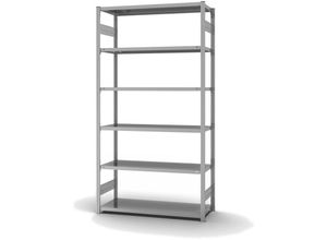 4255713436240 - Proregal-qualitätsregale Made In Germany - Fachbodenregal Stecksystem T-Profil Grundregal HxBxT 250x130x50cm 6 Ebenen Fachlast 185 kg Beidseitig