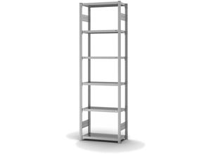 4255713436448 - Fachbodenregal Stecksystem T-Profil Grundregal HxBxT 250x75x30cm 6 Ebenen Fachlast 220 kg Beidseitig nutzbar Verzinkt - Verzinkt