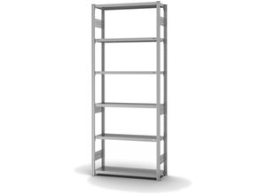 4255713436462 - Fachbodenregal Stecksystem T-Profil Grundregal HxBxT 250x100x30cm 6 Ebenen Fachlast 220 kg Beidseitig nutzbar Verzinkt - Verzinkt