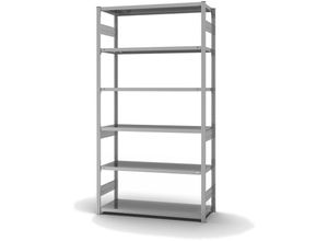 4255713436646 - Proregal-qualitätsregale Made In Germany - Fachbodenregal Stecksystem T-Profil Grundregal HxBxT 250x130x50cm 6 Ebenen Fachlast 230 kg Beidseitig