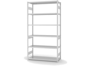 4255713436653 - Proregal-qualitätsregale Made In Germany - Fachbodenregal Stecksystem T-Profil Grundregal HxBxT 250x130x50cm 6 Ebenen Fachlast 230 kg Beidseitig