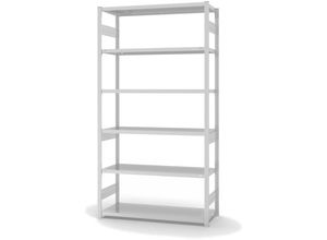 4255713437315 - Proregal-qualitätsregale Made In Germany - Fachbodenregal Stecksystem T-Profil Grundregal HxBxT 250x130x50cm 6 Ebenen Fachlast 330 kg Beidseitig