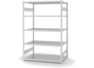 4255713440421 - Proregal-qualitätsregale Made In Germany - Fachbodenregal Stecksystem T-Profil Grundregal HxBxT 200x130x80cm 5 Ebenen Fachlast 240 kg Beidseitig