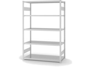 4255713440445 - Proregal-qualitätsregale Made In Germany - Fachbodenregal Stecksystem T-Profil Grundregal HxBxT 200x130x60cm 5 Ebenen Fachlast 240 kg Beidseitig