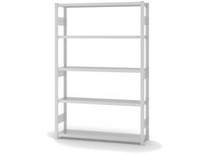 4255713440582 - Proregal-qualitätsregale Made In Germany - Fachbodenregal Stecksystem T-Profil Grundregal HxBxT 200x130x30cm 5 Ebenen Fachlast 300 kg Beidseitig