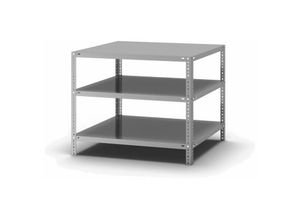 4255713445471 - Proregal-qualitätsregale Made In Germany - Fachbodenregal Schraubsystem Grundregal HxBxT 80x100x80cm 3 Ebenen Fachlast 350 kg Beidseitig nutzbar