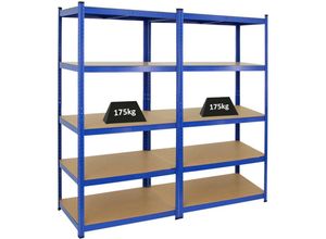 4255713446072 - PROREGAL Mega Deal 2x Schwerlastregal TAURUS HxBxT 180x90x60 cm Fachlast 175kg Blau