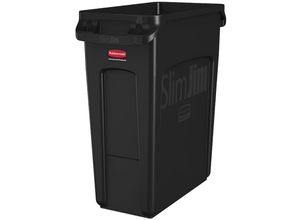 4255713446904 - - Slim Jim Mülleimer mit Belüftungskanälen 60 Liter HxBxT 635x28x56cm Schwarz - Schwarz