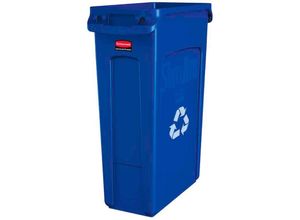 4255713446966 - - Slim Jim Mülleimer mit Belüftungskanälen 87 Liter HxBxT 762x28x56cm Blau Recyclingsymbol - Blau