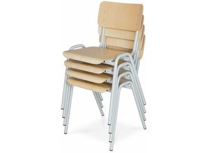 4255713450536 - Proregal-betriebsausstattung Für Profis - proregal Stapelstuhl 4er Set Grau Buche aus Holz HxBxT 80x38x41cm Stapelbar - Grau