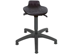 4255713454343 - Hocker Orlando Sitzhöhe 42-61cm Ø 63cm Tragfähigkeit 110kg Polyurethane-Sitz Kunststoff-Fußkreuz mit Gleiter Schwarz - Schwarz