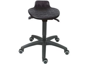 4255713454350 - Hocker Orlando Sitzhöhe 45-64cm Ø 63cm Tragfähigkeit 110kg Polyurethane-Sitz Kunststoff-Fußkreuz mit Rollen Schwarz - Schwarz