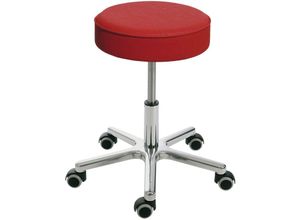 4255713455050 - Drehhocker Indianapolis Sitzhöhe 46-59cm Ø 53cm Tragfähigkeit 110kg Kunstleder-Sitz Aluminium-Fußkreuz mit Rollen Feuerrot - Rot