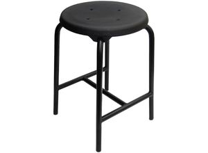 4255713455487 - Proregal-individuelle Büro-&betriebsausstattung - Hocker Oakland HxØ 50x35cm Tragfähigkeit 110kg Polyurethane-Sitz Stahlfüße H-Strebehocker Schwarz