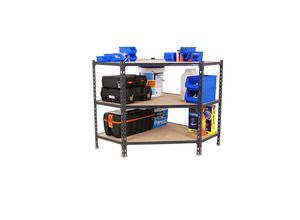 4255713499078 - PROREGAL Eckregal SMALL MULI HxBxT 90x90x50cm 3 Fachböden Fachlast 200kg Anthrazit Lagerregal Kellerregal Werkstattregal Metallregal Fachbodenregal