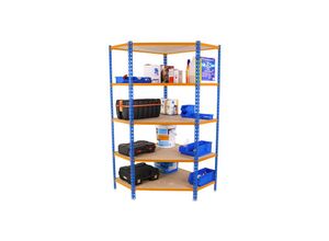 4255713499115 - Proregal Eckregal muli HxBxT 180x90x30cm 5 Fachböden Fachlast 200kg Blau-Orange Lagerregal Kellerregal Werkstattregal Metallregal Fachbodenregal