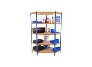 4255713499177 - Proregal Eckregal muli HxBxT 180x90x50cm 5 Fachböden Fachlast 200kg Blau-Orange Lagerregal Kellerregal Werkstattregal Metallregal Fachbodenregal