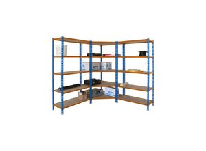 4255713499191 - PROREGAL Mega Deal 1x Eckregal + 2x Schwerlastregal MULI HxBxT 180x180x30cm Fachlast 150kg Blau-Orange