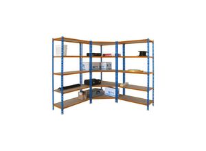 4255713499221 - PROREGAL Mega Deal 1x Eckregal + 2x Schwerlastregal MULI HxBxT 180x180x40cm Fachlast 200kg Blau-Orange