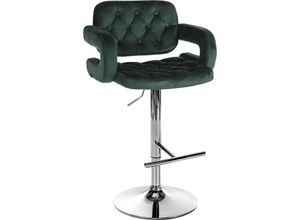 4255716308735 - - Barhocker Dublin Samt dunkelgrün Metall in Chromoptik 4255716308735 - - Barhocker Dublin Samt dunkelgrün Metall in Chromoptik
