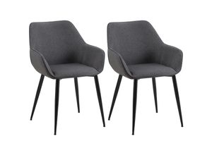 4255716312138 - Esszimmerstühle 2er Set mit Lehne Vessa Küchenstühle gepolstert mit Stoff oder Samt mit schwarzen Metallgestellen bis 150 kg belastbar