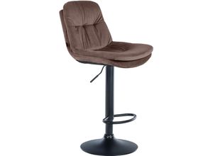 4255716317034 - Barhocker Laurel mit Samtbezug I Barstuhl höhenverstellbar und drehbar I gepolsterter Tresenhocker mit Fußstütze und Rückenlehne