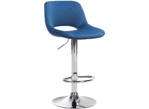 4255716320690 - - Barhocker Camden Samt blau Metall in Chromoptik