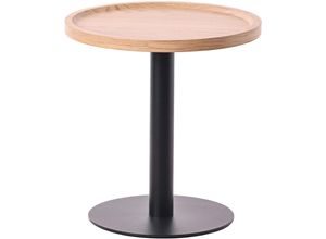 4255716324230 - Beistelltisch Aspen I Couchtisch mit runder Tischplatte aus Holz I Wohnzimmertisch mit matt-schwarzem Metallgestell