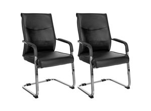 4255716326371 - 2er Set Freischwinger Besucherstuhl Hobart I Stoff- oder Kunstlederbezug Chromgestell Armlehnen Gepolstert I Ergonomischer Schwingstuhl