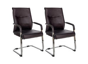 4255716326395 - 2er Set Freischwinger Besucherstuhl Hobart I Stoff- oder Kunstlederbezug Chromgestell Armlehnen Gepolstert I Ergonomischer Schwingstuhl