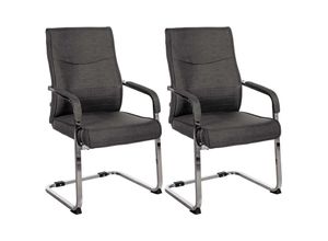 4255716326517 - 2er Set Freischwinger Besucherstuhl Hobart I Stoff- oder Kunstlederbezug Chromgestell Armlehnen Gepolstert I Ergonomischer Schwingstuhl