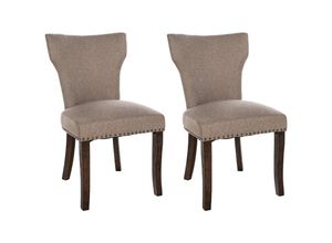 4255716330835 - 2er Set Esszimmerstuhl Zadar Mit Stoff-Bezug Und Nieten I Küchenstuhl Mit Holz-Gestell