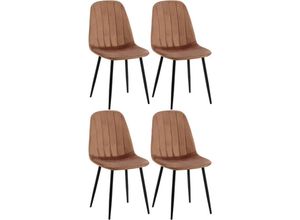 4255716335090 - 4er Set Esszimmerstuhl Baxter Samt I Gesteppter Küchenstuhl I Polsterstuhl Mit Metall-Gestell