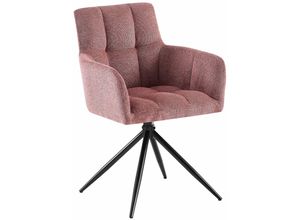 4255716349776 - Esszimmerstuhl Jonah schwenkbarer Polsterstuhl mit Armlehne 180° Auto-Rückstellmechanismus Stoffbezug pflegeleicht Stuhl für Küche