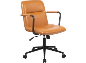 4255716353278 - Bürostuhl ergonomisch Hilda höhenverstellbar drehbar mit Kippmechanik und Armlehnen Echtlederbezug Schreibtischstuhl für Büro