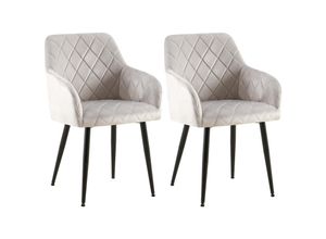 4255716364472 - 2er Set Esszimmerstühle Monett I Polsterstühle mit Samtbezug I Küchenstühle mit stabilem Metallgestell