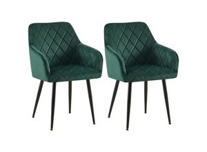 4255716364519 - 2er Set Esszimmerstühle Monett I Polsterstühle mit Samtbezug I Küchenstühle mit stabilem Metallgestell