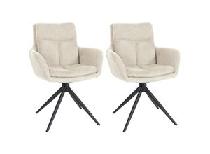 4255716365592 - Esszimmerstühle 2er Set drehbar Vilas Stoff 180° schwenkbarer Sessel mit Armlehne und Rückenlehne Metallgestell mit Bodenschonern