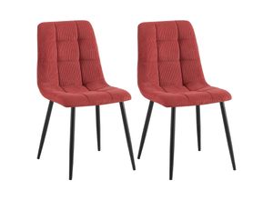 4255716371937 - 2er Set Esszimmerstuhl Tilde Küchenstühle gepolstert mit gestepptem Bezug Polsterstühle mit Metallgestell bis 150 kg belastbar