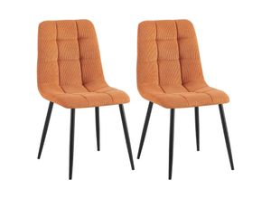 4255716371951 - 2er Set Esszimmerstuhl Tilde Küchenstühle gepolstert mit gestepptem Bezug Polsterstühle mit Metallgestell bis 150 kg belastbar