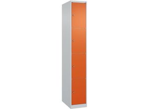 4255750360676 - C+p Möbelsysteme - c+p Schließfachschränke Classic plus 4 Abteile HxBxT 185x30x50cm Zylinderschloss Stahl Lichtgrau Reinorange - Hellgrau