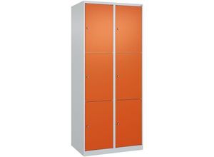 4255750361710 - C+p Möbelsysteme - c+p Schließfachschränke Classic plus 6 Abteile HxBxT 185x80x50cm Zylinderschloss Stahl Lichtgrau Reinorange - Hellgrau