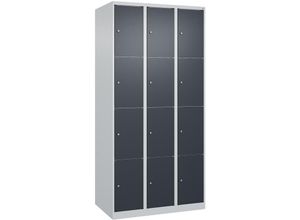 4255750362304 - C+p Möbelsysteme - c+p Schließfachschränke Classic plus 12 Abteile HxBxT 185x90x50cm Zylinderschloss Stahl Lichtgrau Anthrazitgrau - Hellgrau