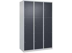 4255750362564 - C+p Möbelsysteme - c+p Schließfachschränke Classic plus 9 Abteile HxBxT 185x120x50cm Zylinderschloss Stahl Lichtgrau Anthrazitgrau - Hellgrau